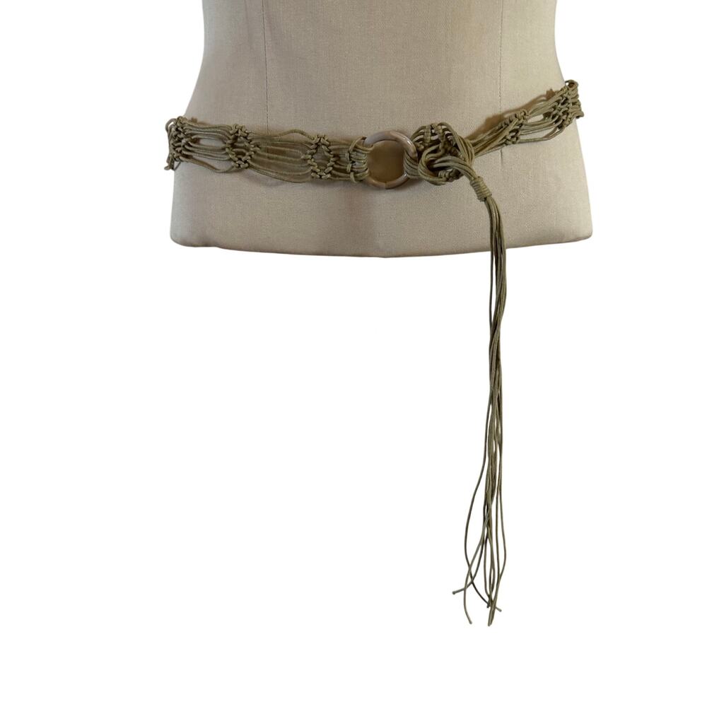 Tan Woven Ring Belt Y2K 2000s Boho Western Rodeo Hippie Sz M
